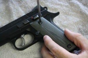 removing handgun grips screwdriver