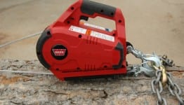 Warn PullzAll cordless hitched to tree