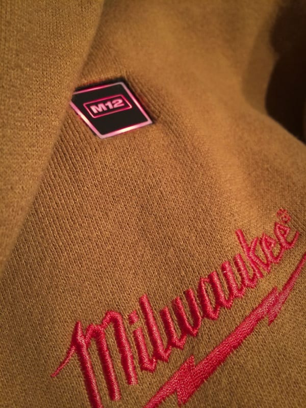 Milwaukee heated hoodie button