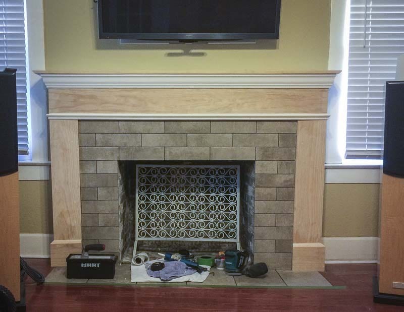 fireplace renovation trimmed