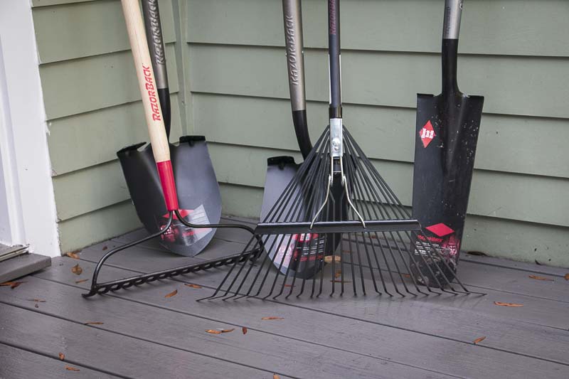 Razor-Back shovels and rakes
