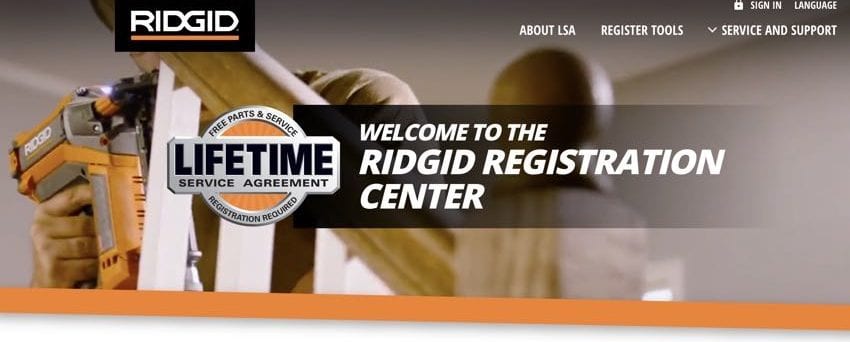 Ridgid Lifetime Service Agreement LSA
