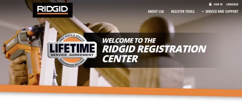 metro weigeren rol Ridgid Lifetime Service Agreement Registration Now Easier!