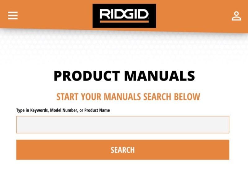 Ridgid tools product manuals search