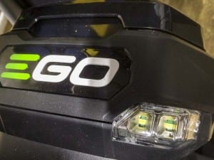 EGO mower LEDs close up