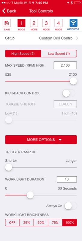 One-Key app custom drill control