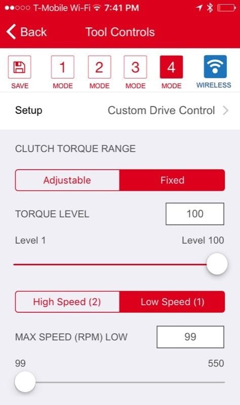 One-Key app custom drive control mixing