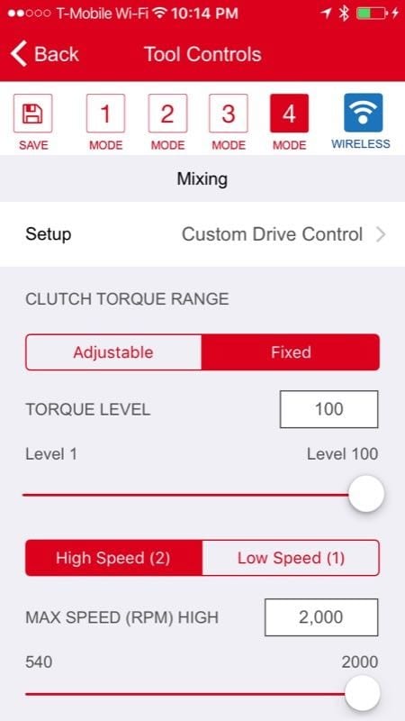 One-Key app custom drive control mixing High