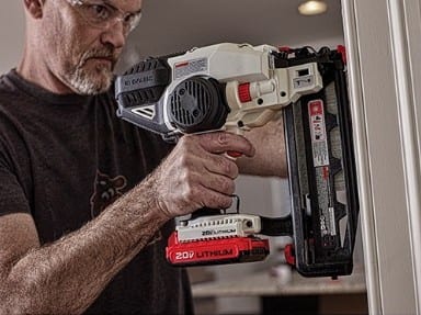 Porter-Cable 20V Max 16 Gauge Straight Finish Nailer in use