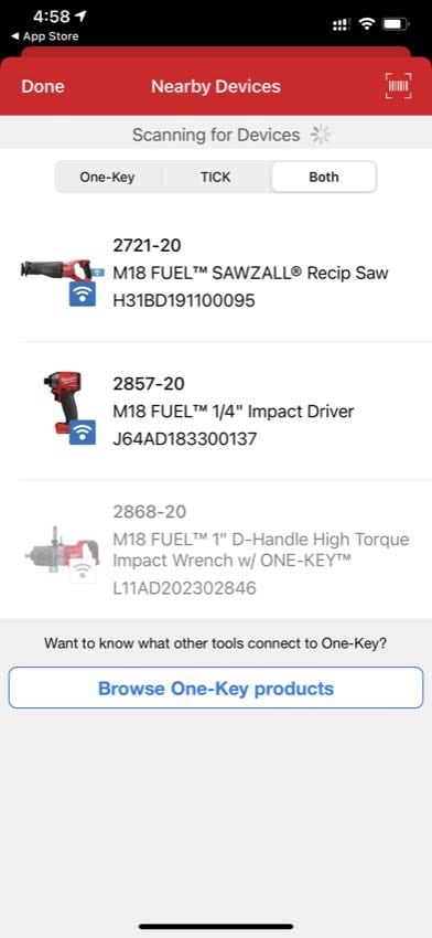 nearby Milwaukee One-Key tools