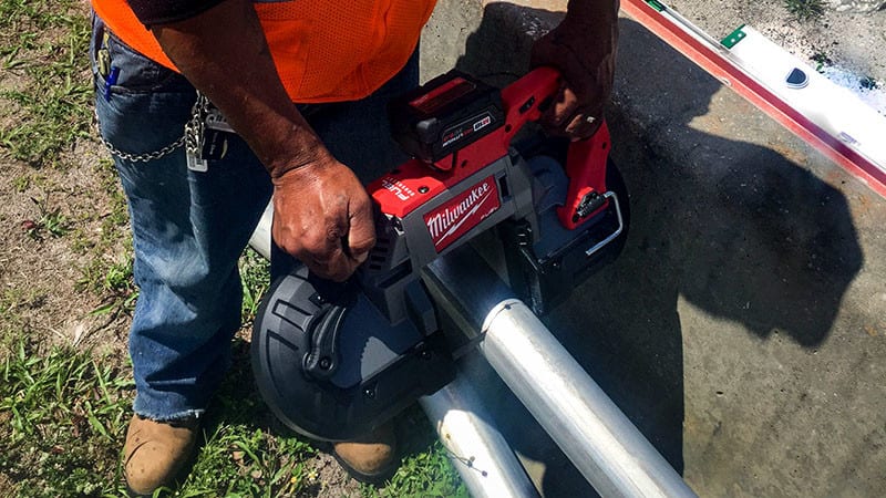 Milwaukee M18 Fuel Deep Cut Band Saw In Use 2