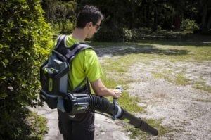 EGO backpack blower blowing