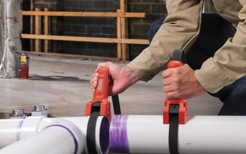 Ridgid STRAPLOCK Pipe Handle application