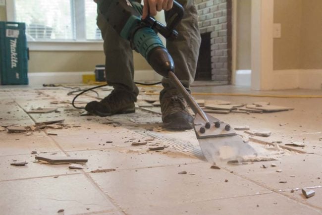 tile demo Makita floor scraper