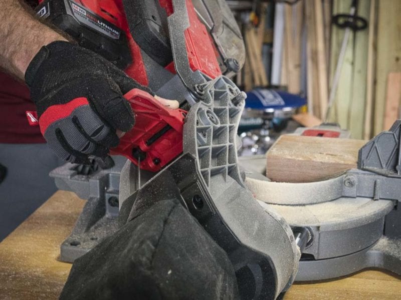 Milwaukee M18 sliding miter saw bevel paddle