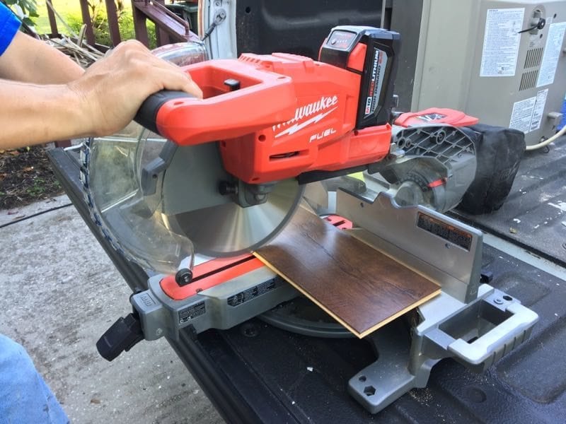 Milwaukee cordless miter saw flooring