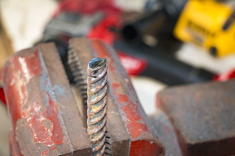cutting rebar with a grinder
