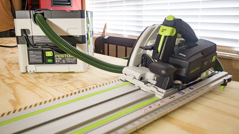 Festool track saw rig with Systainer vacuum