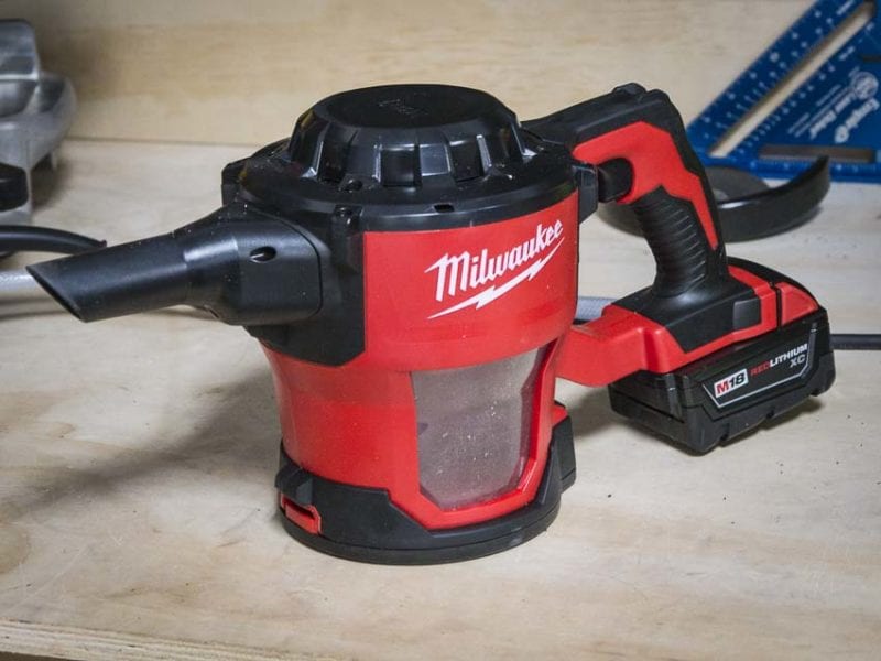 Milwaukee M18 Compact Vacuum angled