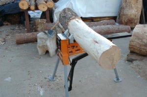 chainsaw testing rig with log
