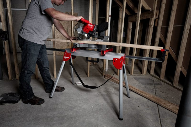 cordless saw on the folding miter saw stand