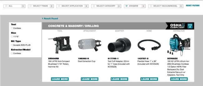 Makita OSHA Compliant Silica Dust Solutions