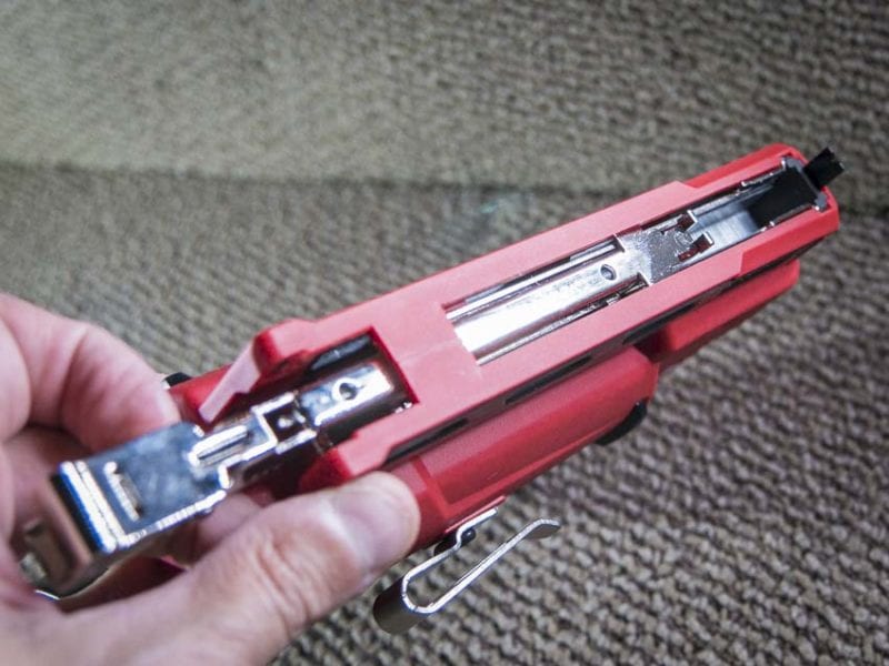 loading Milwaukee cordless stapler