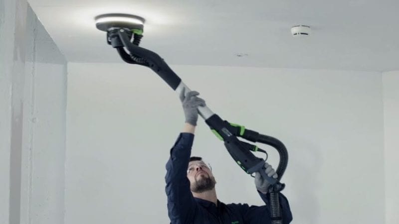 Festool Planex Sander removing popcorn ceiling