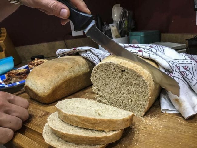 Kershaw Emerson bread knife cutting
