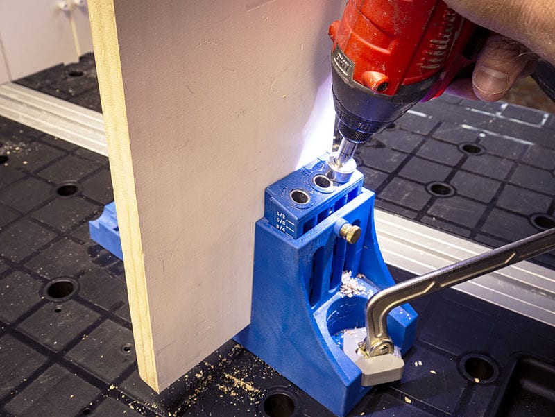 Drilling pocket holes using a Kreg jig