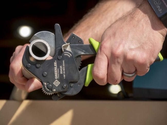 Greenlee PVC Pipe Cutter with Ratcheting Action and Quick Release