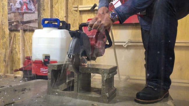 Milwaukee M18 Fuel 9-inch Cut-Off sawing block