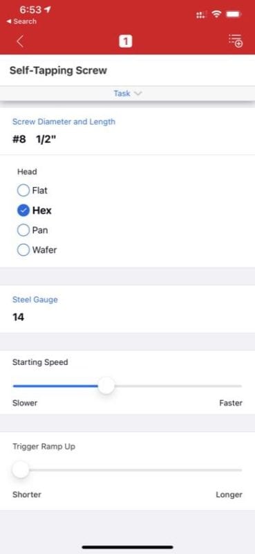 custom fastener drive settings