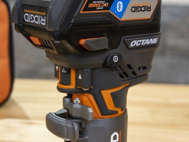 RIDGID Octane compact router depth adjust