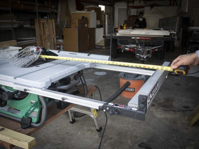 MultiVolt table saw cutting width