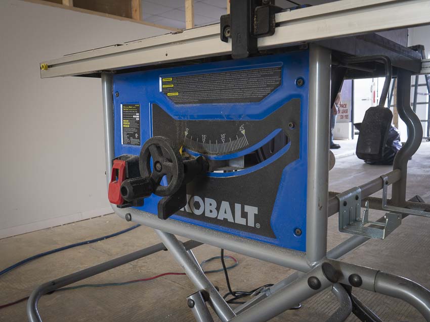 Kobalt Portable Table Saw bevel adjustment
