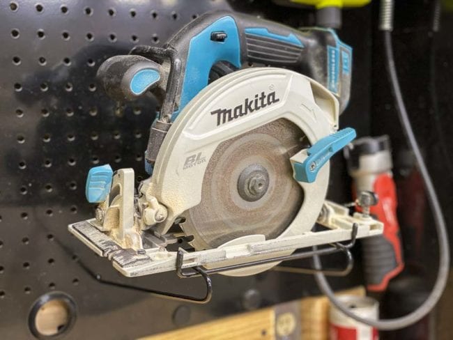 circular saw pegboard hanger