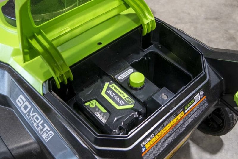 Greenworks Pro 60V 22-Inch Snow Blower Battery Compartment