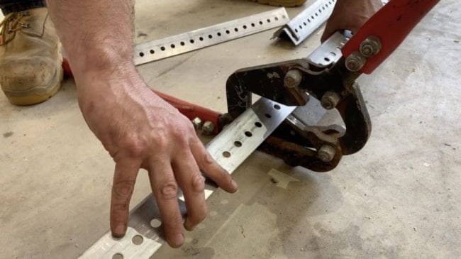 cutting angle iron for mounting garage door opener
