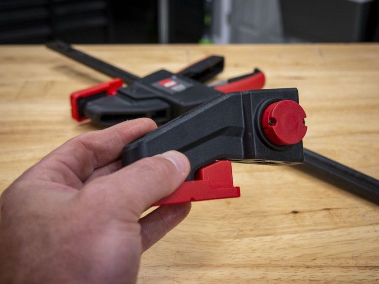 BESSEY Deep Reach Tradesman's Bar Clamp - 12 In. Throat x 24 In - CDS24-12WP - Woodworking Clamps with Wooden Handle, Ideal for Home Improvement, Workbench Projects, Carpentry and Cabinetry CA3