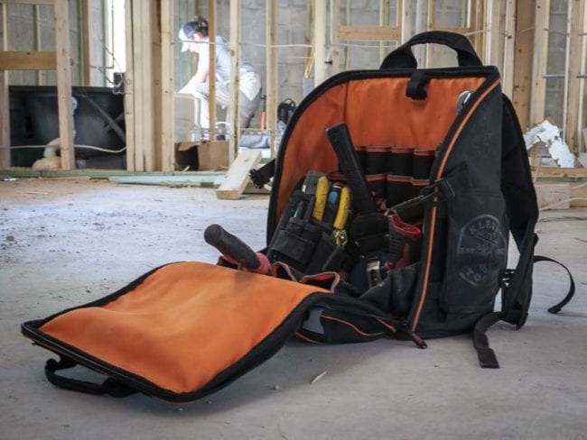 Klein Tools backpack open zipper