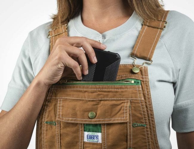 Liberty bib overalls front zipper pocket