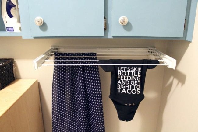 laundry room makeover pullout dryng racks