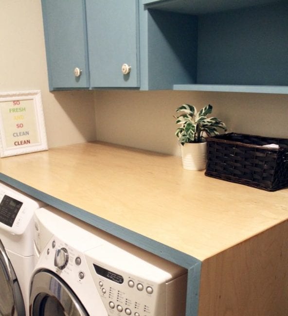 laundry room makeover waterfall countertop