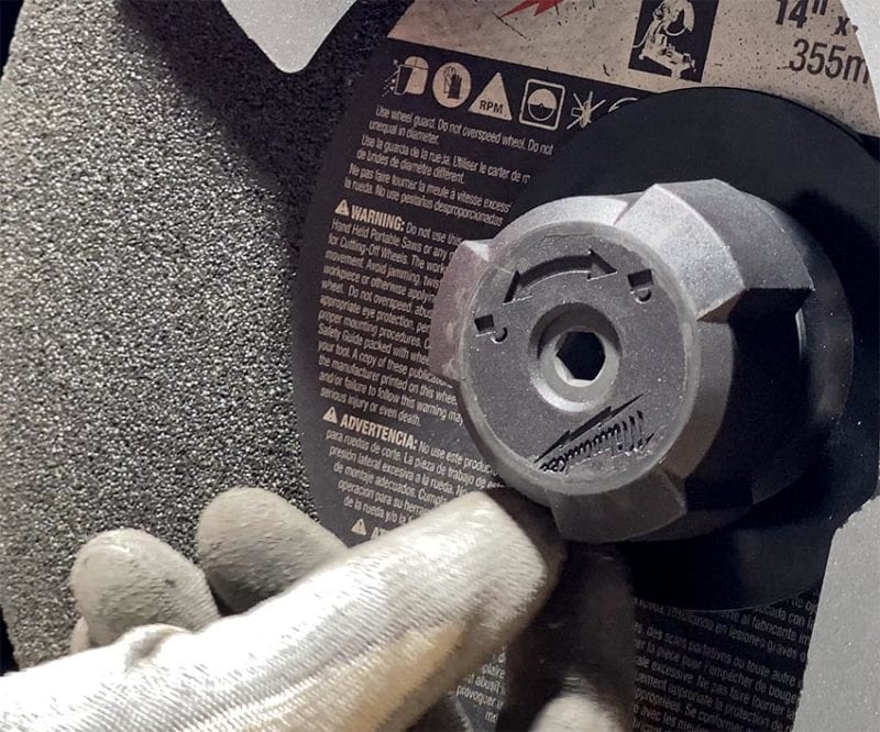 tool-free 14-inch abrasive wheel changes