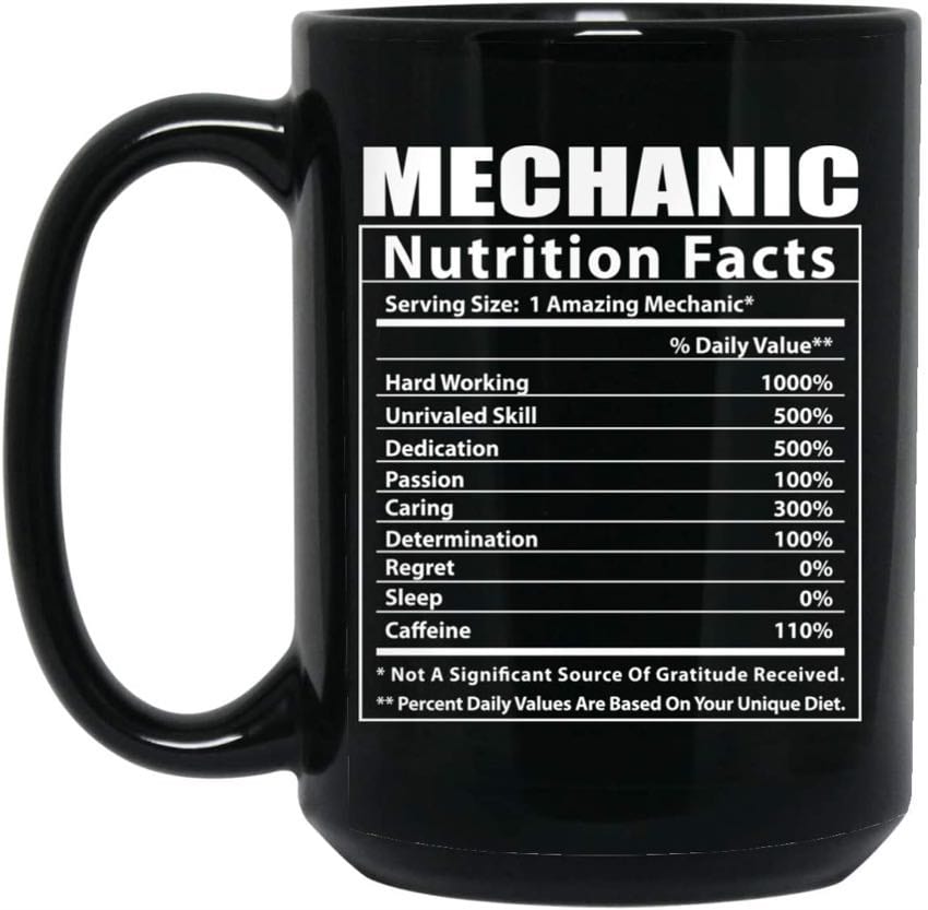 Mechanic Nutritional Facts Coffee Mug