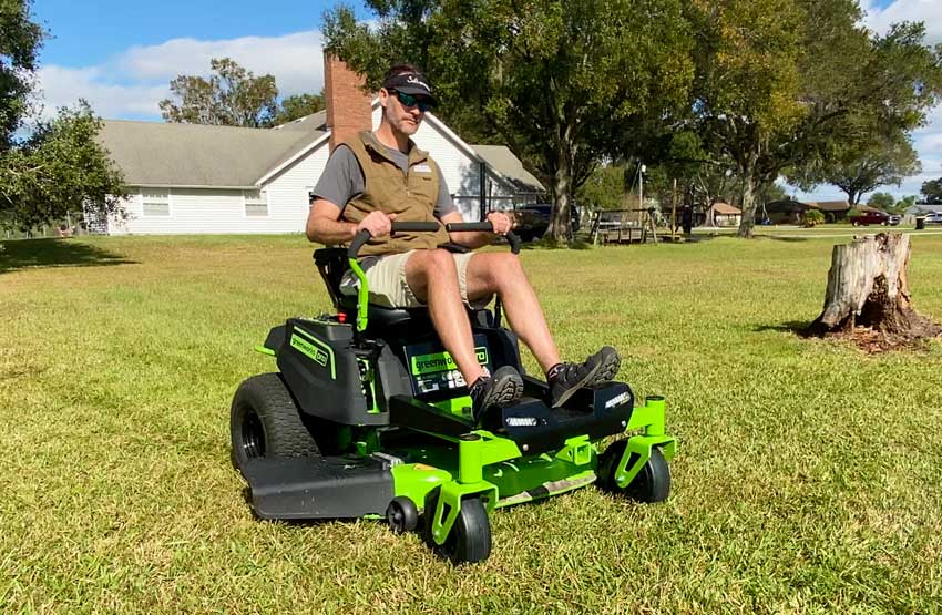 Greenworks Pro 60V ZTR Mower In Use