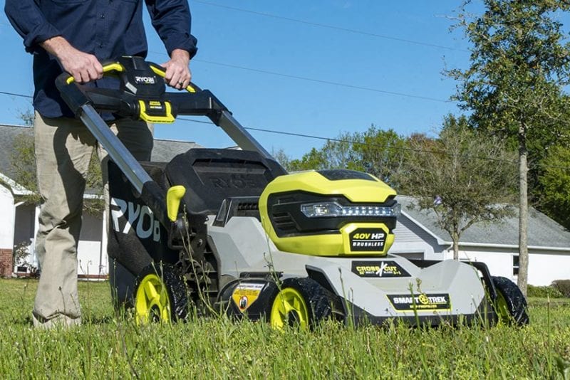 Ryobi 40V HP Brushless Crosscut Self-Propelled Lawn Mower Cutting