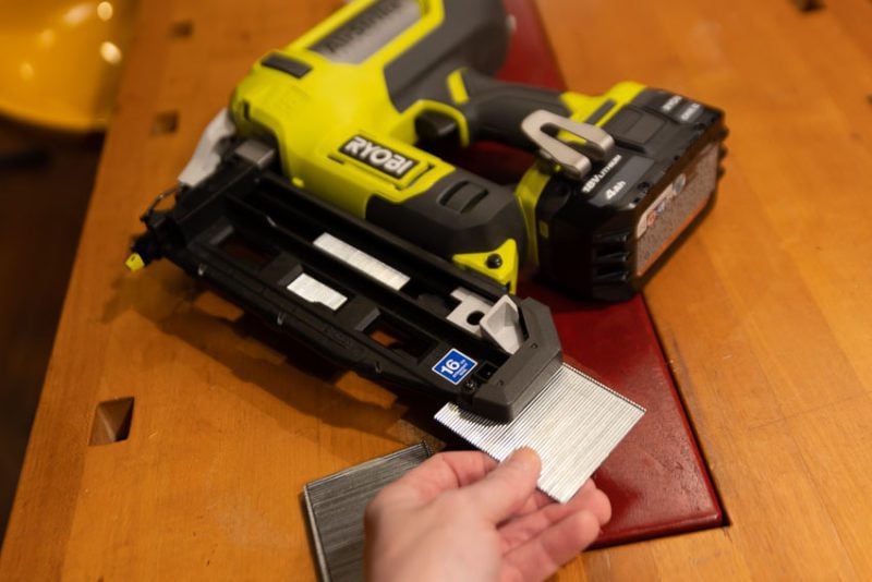 Loading Nails into the Ryobi 16 Gauge Finish Nailer