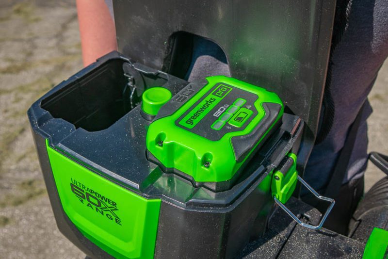 Greenworks X-Range backpack blower battery bay